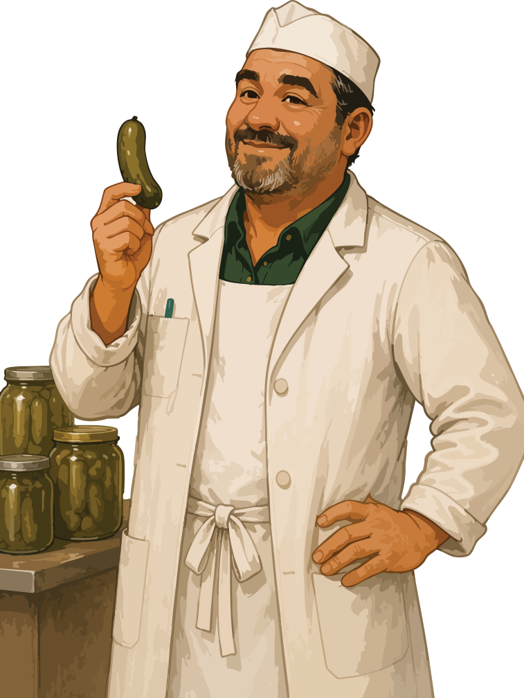Illustration of The Sandwich Artist, a creative chef with a love for unique pickle combinations